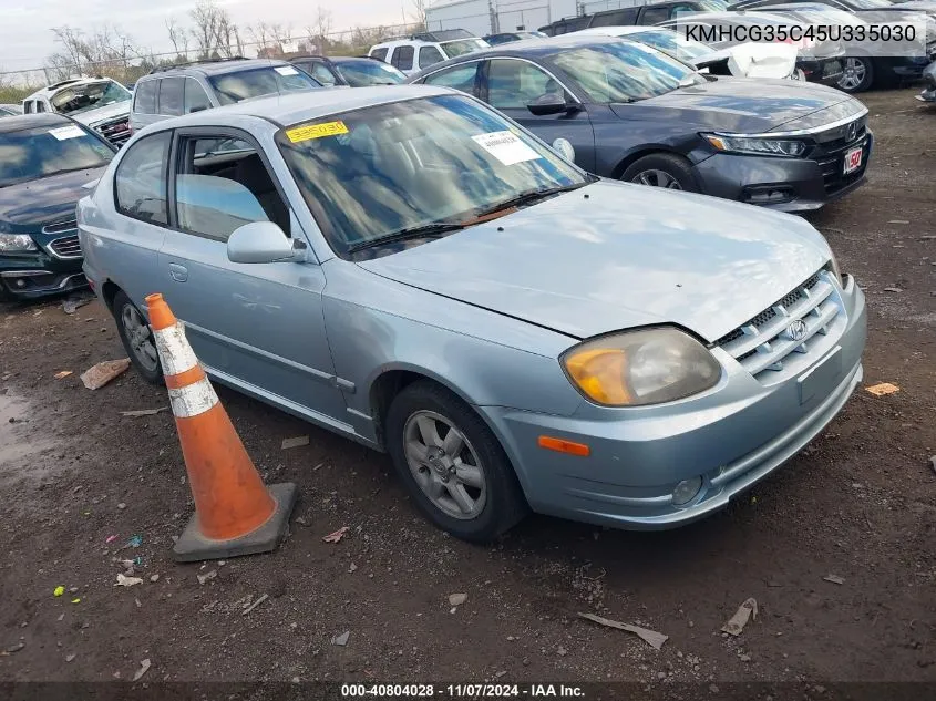 2005 Hyundai Accent Gls/Gt VIN: KMHCG35C45U335030 Lot: 40804028