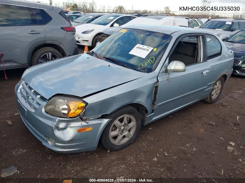 2005 Hyundai Accent Gls/Gt VIN: KMHCG35C45U335030 Lot: 40804028