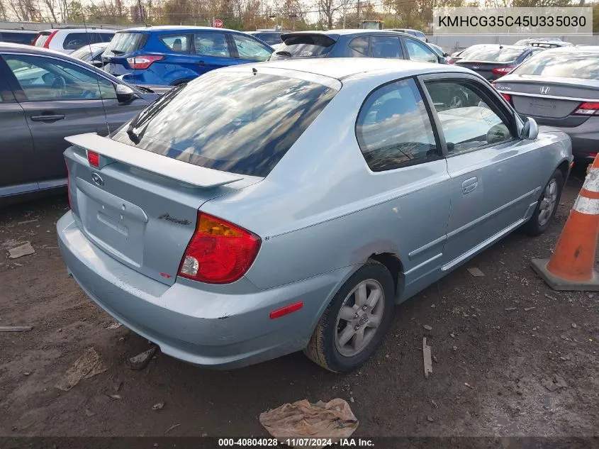 2005 Hyundai Accent Gls/Gt VIN: KMHCG35C45U335030 Lot: 40804028