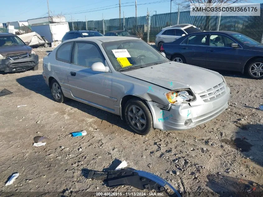 2005 Hyundai Accent Gls/Gt VIN: KMHCG35C05U366176 Lot: 40826915