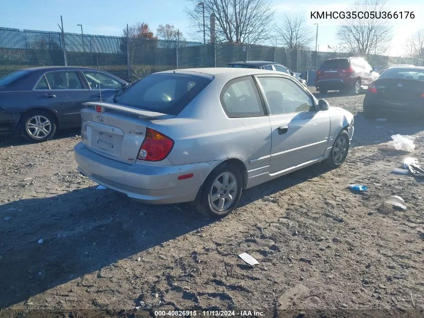 2005 Hyundai Accent Gls/Gt VIN: KMHCG35C05U366176 Lot: 40826915