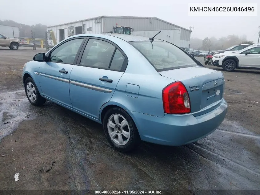 2006 Hyundai Accent Gls VIN: KMHCN46C26U046496 Lot: 40560224