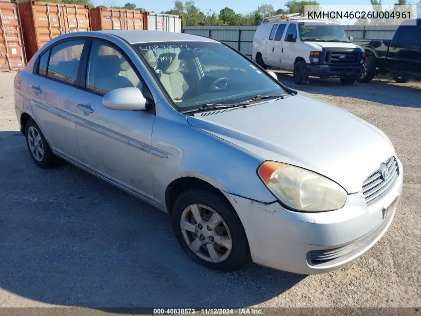 2006 Hyundai Accent Gls VIN: KMHCN46C26U004961 Lot: 40838573