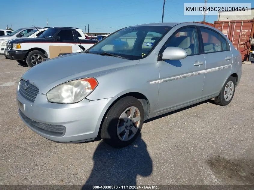 2006 Hyundai Accent Gls VIN: KMHCN46C26U004961 Lot: 40838573