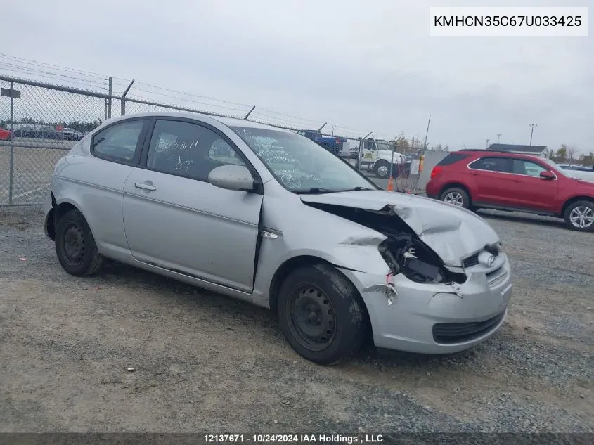 2007 Hyundai Accent VIN: KMHCN35C67U033425 Lot: 12137671