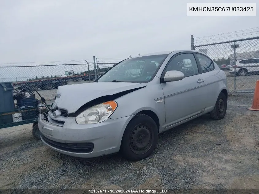 2007 Hyundai Accent VIN: KMHCN35C67U033425 Lot: 12137671