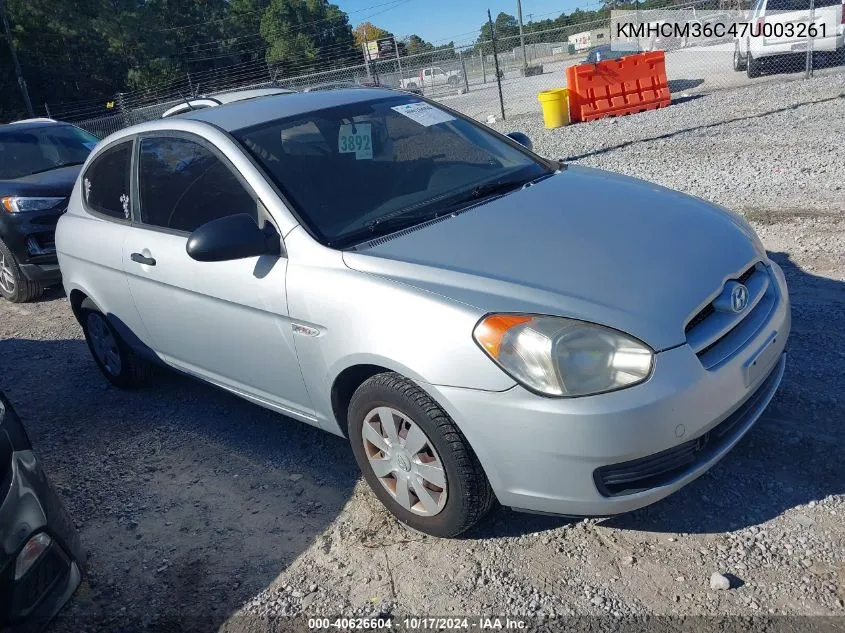 2007 Hyundai Accent Gs VIN: KMHCM36C47U003261 Lot: 40626604