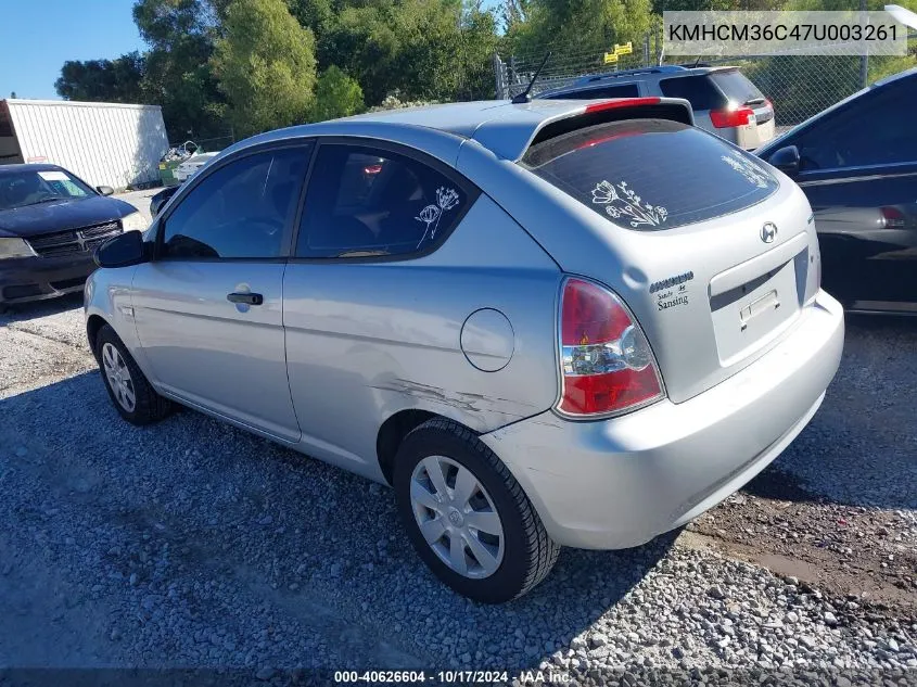 2007 Hyundai Accent Gs VIN: KMHCM36C47U003261 Lot: 40626604