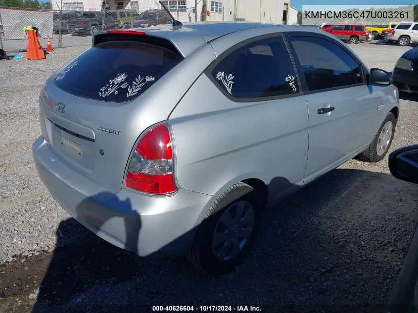 KMHCM36C47U003261 2007 Hyundai Accent Gs