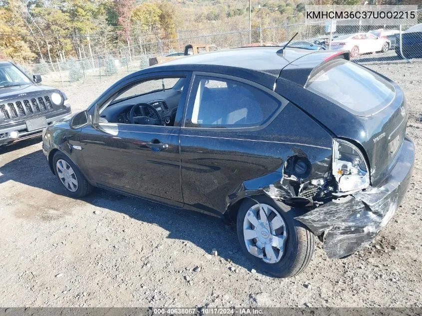 2007 Hyundai Accent Gs VIN: KMHCM36C37UOO2215 Lot: 40638067