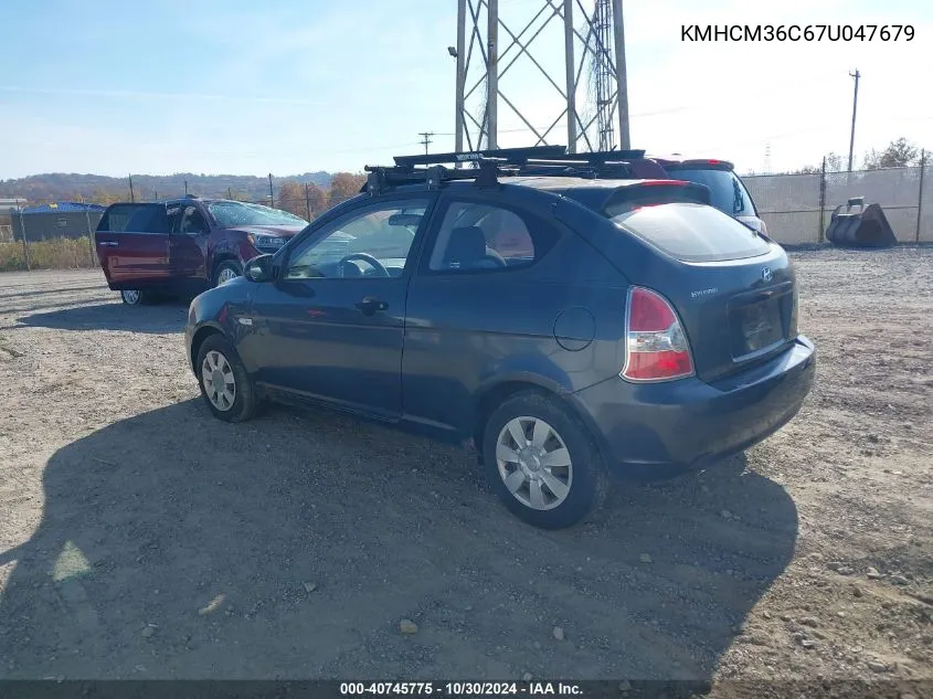 2007 Hyundai Accent Gs VIN: KMHCM36C67U047679 Lot: 40745775