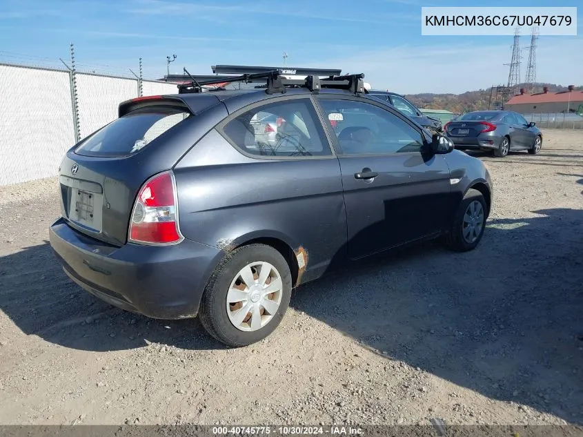 KMHCM36C67U047679 2007 Hyundai Accent Gs