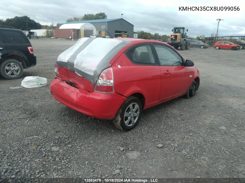 2008 Hyundai Accent VIN: KMHCN35CX8U099056 Lot: 12083478