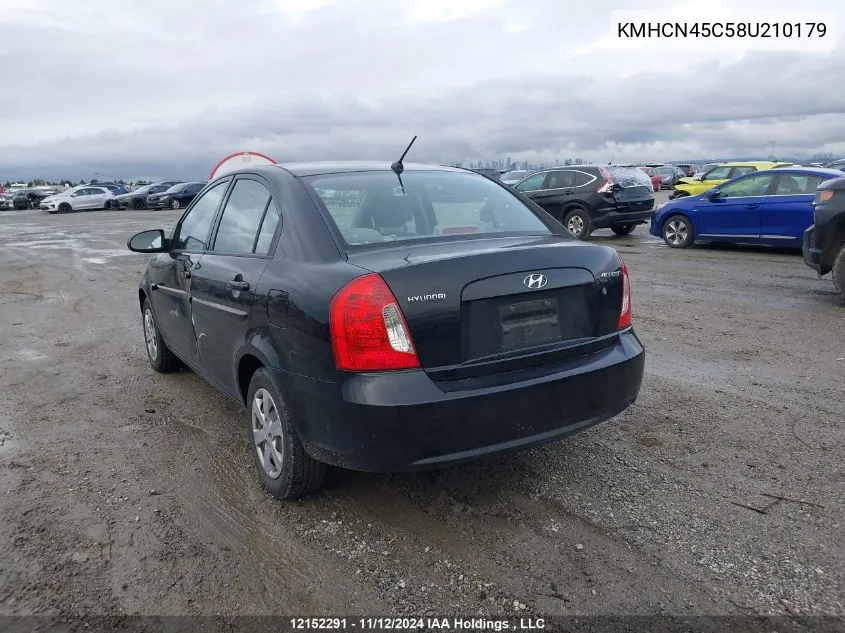 2008 Hyundai Accent VIN: KMHCN45C58U210179 Lot: 12152291