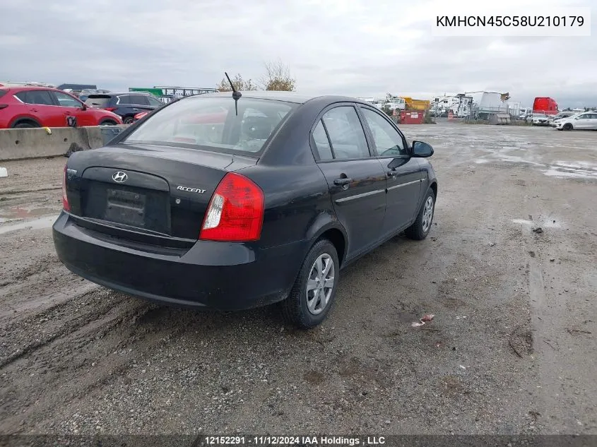 2008 Hyundai Accent VIN: KMHCN45C58U210179 Lot: 12152291