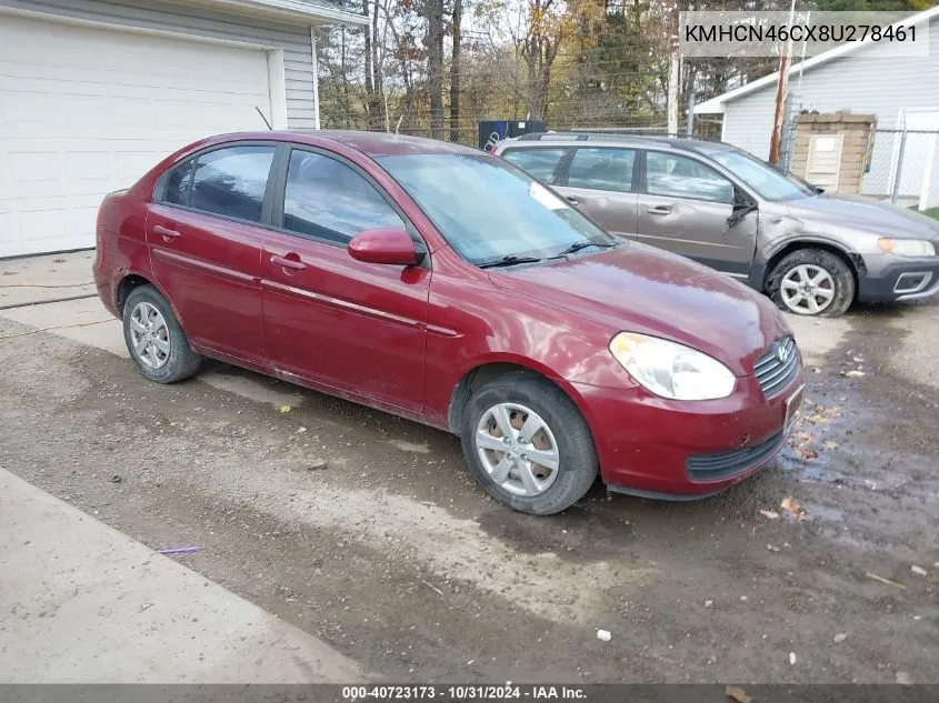 2008 Hyundai Accent Gls VIN: KMHCN46CX8U278461 Lot: 40723173