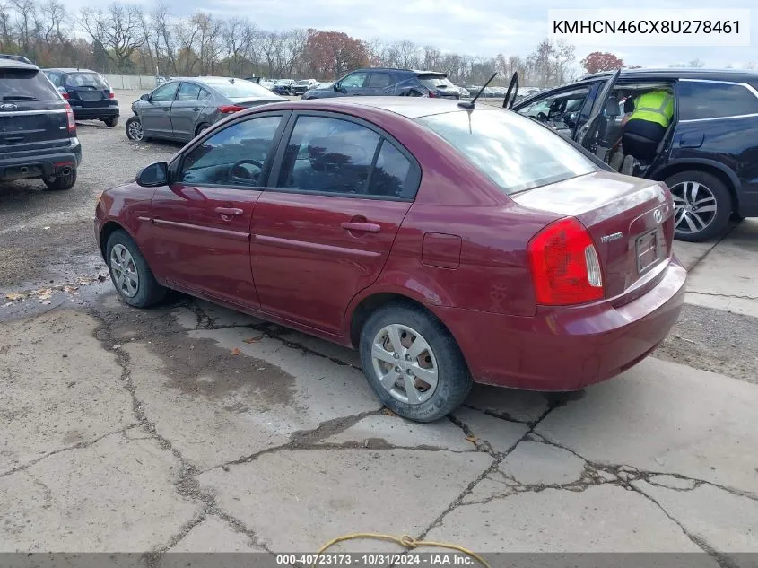 2008 Hyundai Accent Gls VIN: KMHCN46CX8U278461 Lot: 40723173