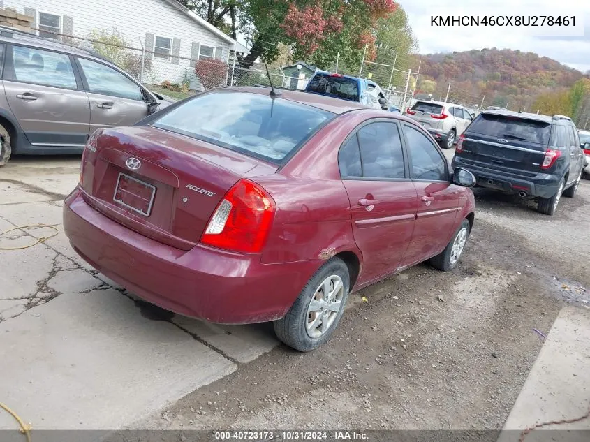 2008 Hyundai Accent Gls VIN: KMHCN46CX8U278461 Lot: 40723173