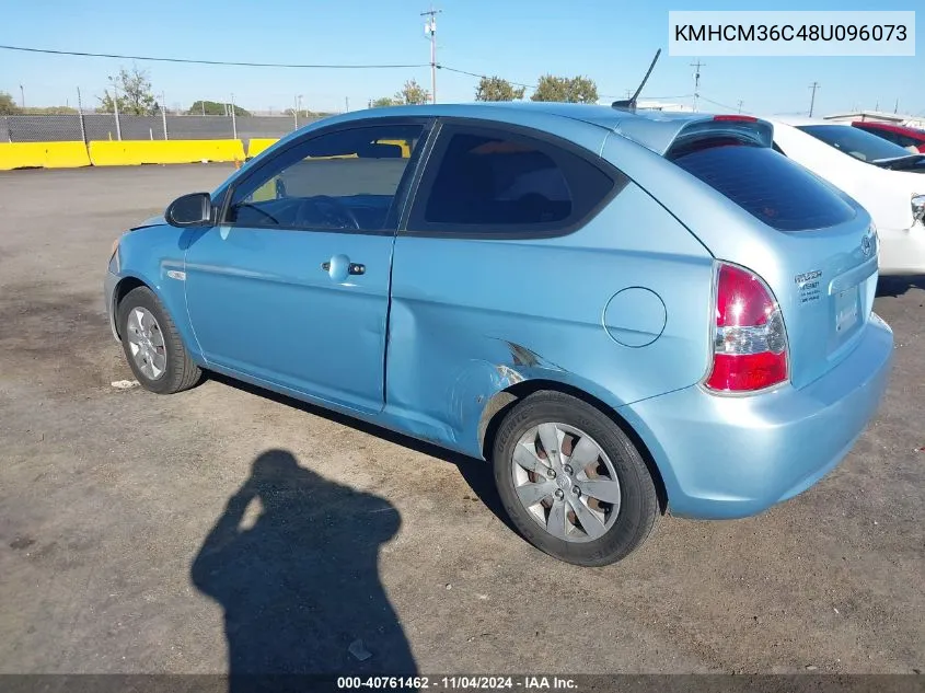 2008 Hyundai Accent Gs VIN: KMHCM36C48U096073 Lot: 40761462