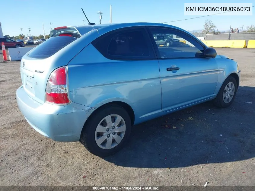 2008 Hyundai Accent Gs VIN: KMHCM36C48U096073 Lot: 40761462