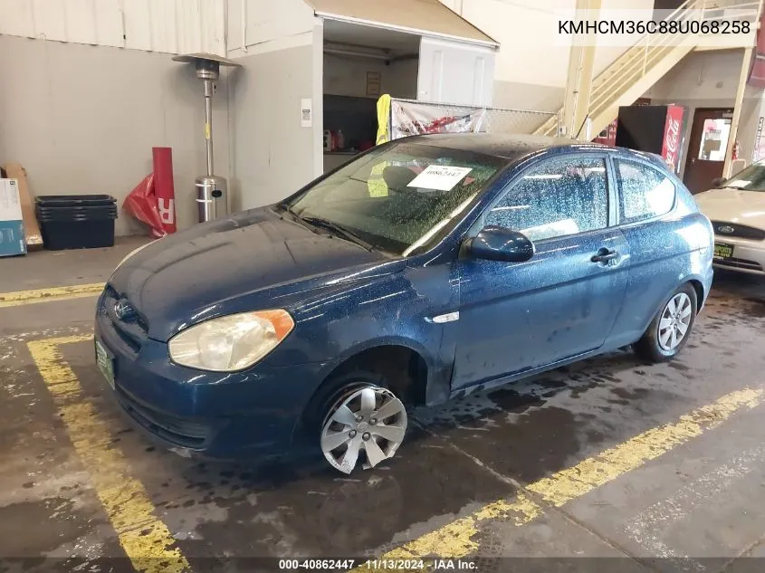 2008 Hyundai Accent Gs VIN: KMHCM36C88U068258 Lot: 40862447