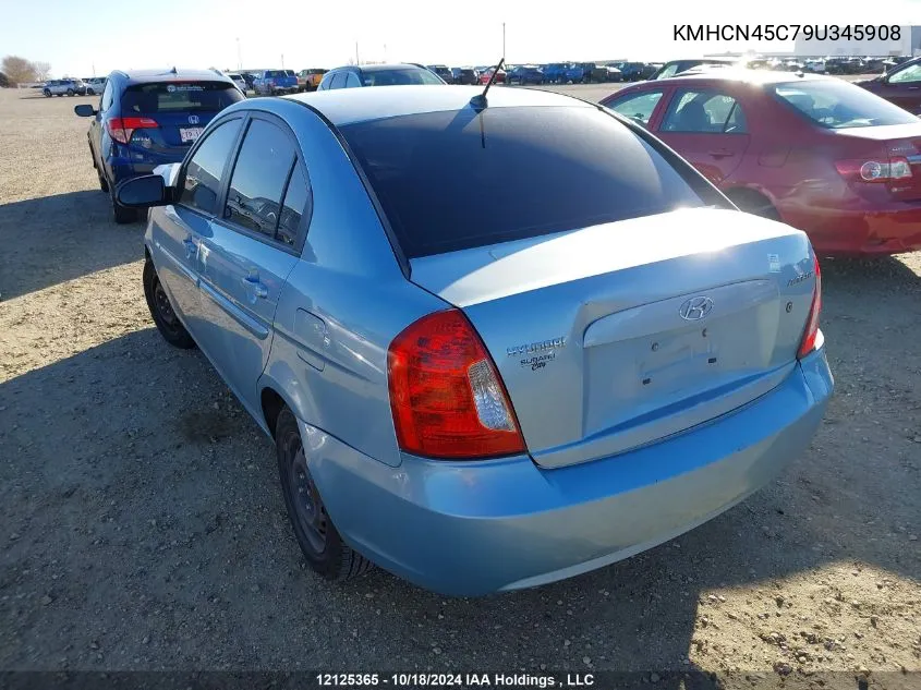 2009 Hyundai Accent VIN: KMHCN45C79U345908 Lot: 12125365