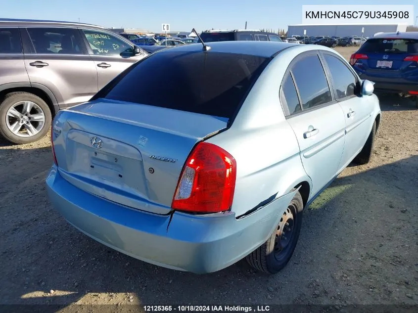 2009 Hyundai Accent VIN: KMHCN45C79U345908 Lot: 12125365