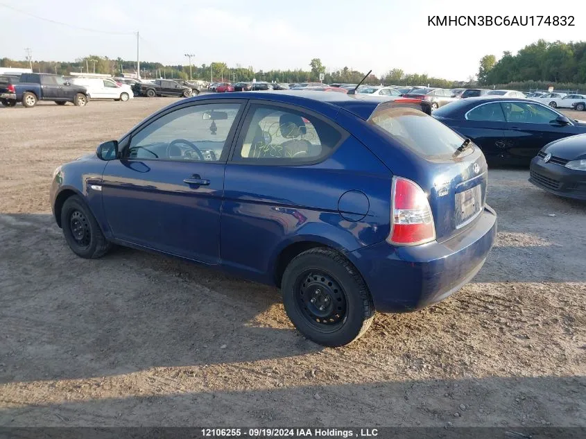 2010 Hyundai Accent Se VIN: KMHCN3BC6AU174832 Lot: 12106255