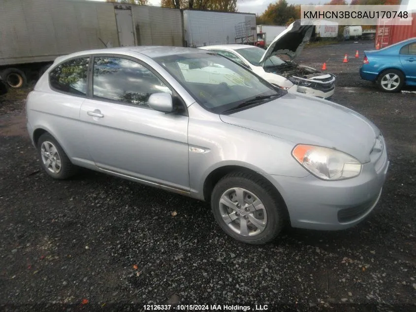 2010 Hyundai Accent L VIN: KMHCN3BC8AU170748 Lot: 12126337