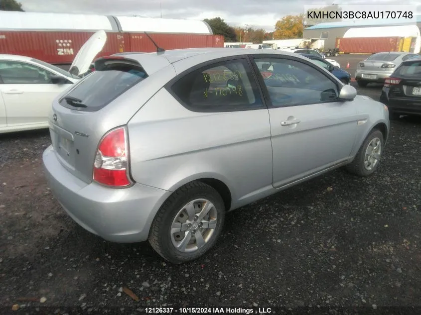 2010 Hyundai Accent L VIN: KMHCN3BC8AU170748 Lot: 12126337