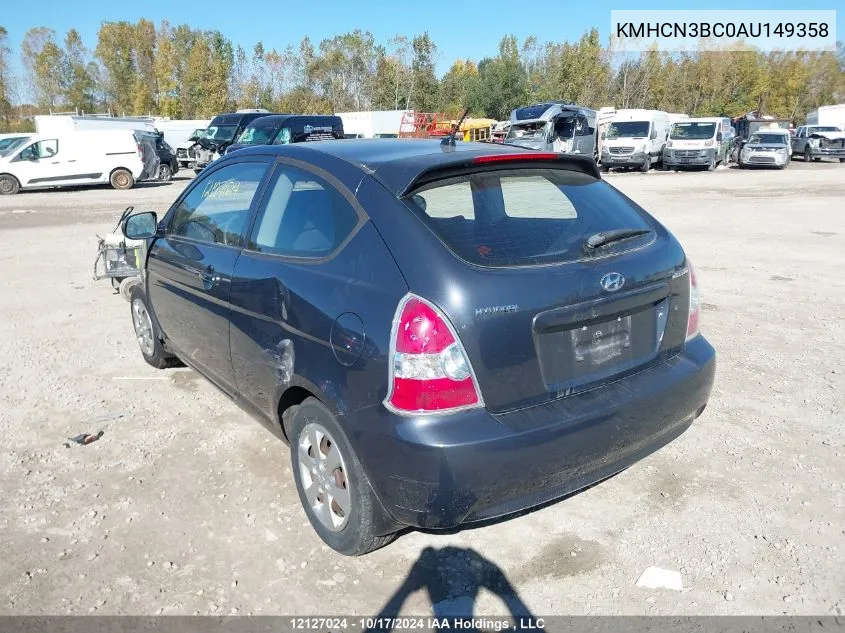 2010 Hyundai Accent Blue/Gs VIN: KMHCN3BC0AU149358 Lot: 12127024