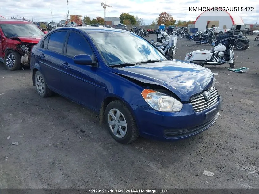 2010 Hyundai Accent Gl VIN: KMHCN4BC2AU515472 Lot: 12129123