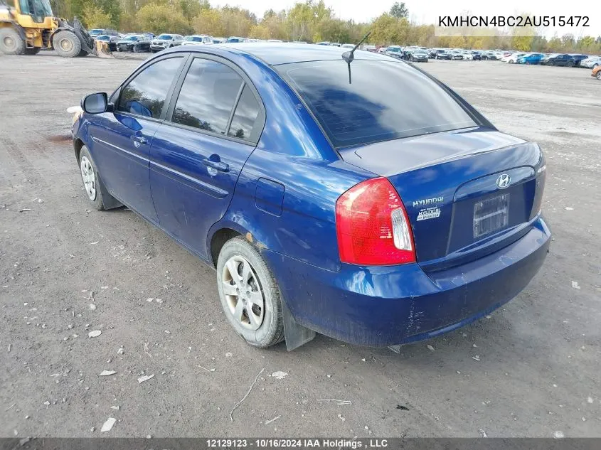 2010 Hyundai Accent Gl VIN: KMHCN4BC2AU515472 Lot: 12129123