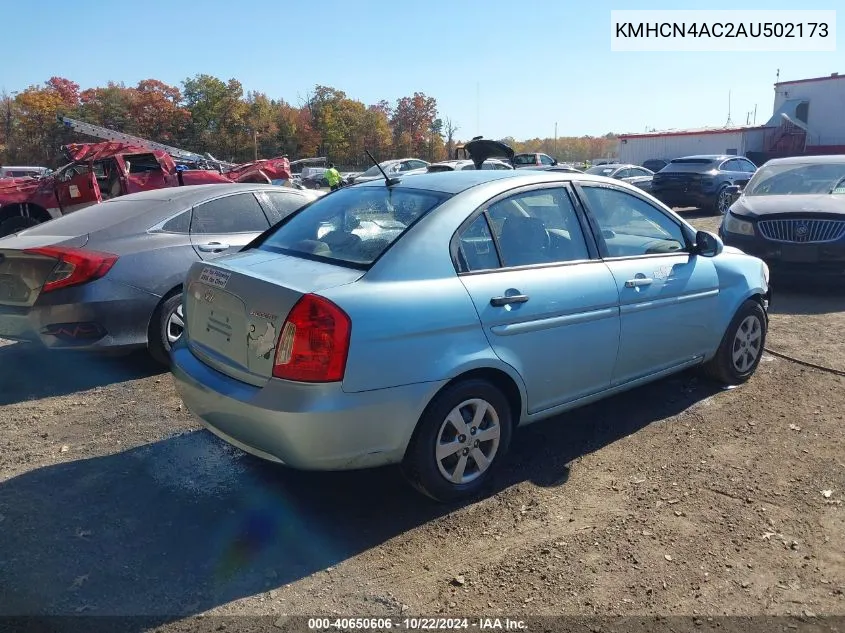 2010 Hyundai Accent Gls VIN: KMHCN4AC2AU502173 Lot: 40650606