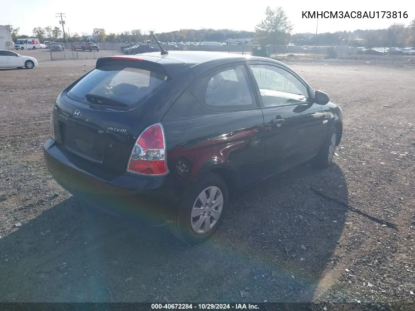 2010 Hyundai Accent Gs VIN: KMHCM3AC8AU173816 Lot: 40672284