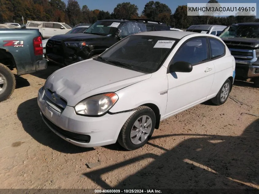 2010 Hyundai Accent Gs VIN: KMHCM3AC0AU149610 Lot: 40680809