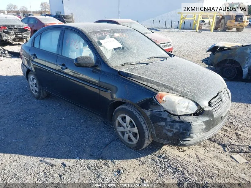 2010 Hyundai Accent Blue/Gs VIN: 2KMHCN4A7AU505196 Lot: 40714996