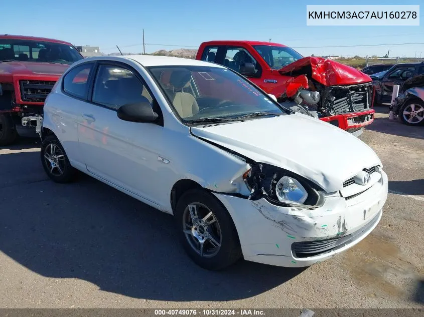 2010 Hyundai Accent Gs VIN: KMHCM3AC7AU160278 Lot: 40749076