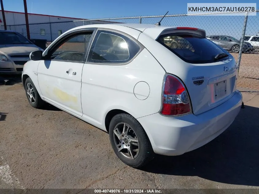 2010 Hyundai Accent Gs VIN: KMHCM3AC7AU160278 Lot: 40749076