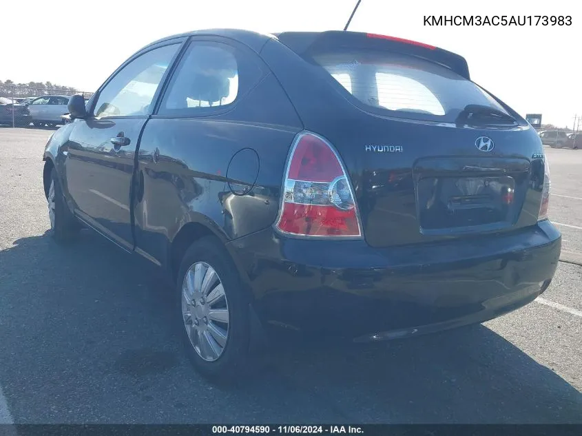 2010 Hyundai Accent Gs VIN: KMHCM3AC5AU173983 Lot: 40794590