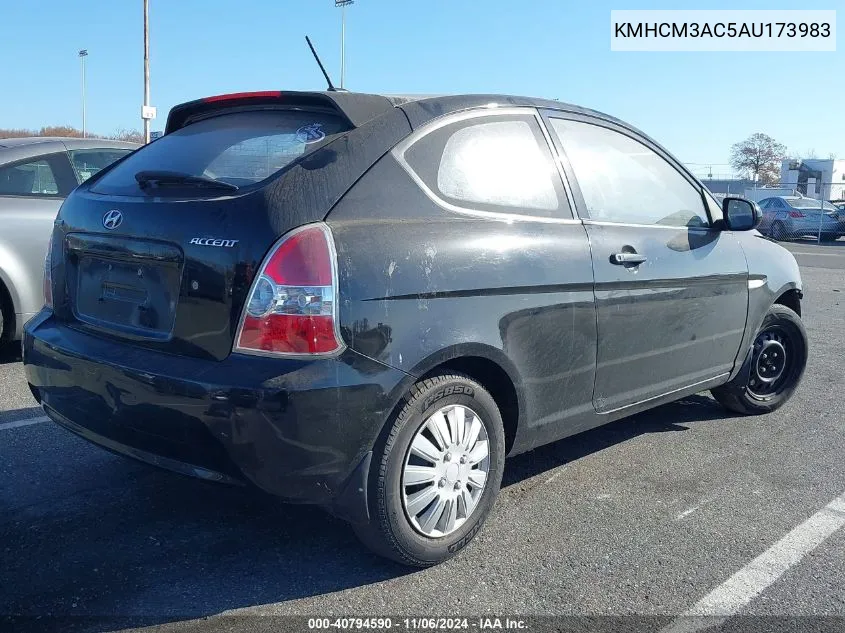 2010 Hyundai Accent Gs VIN: KMHCM3AC5AU173983 Lot: 40794590