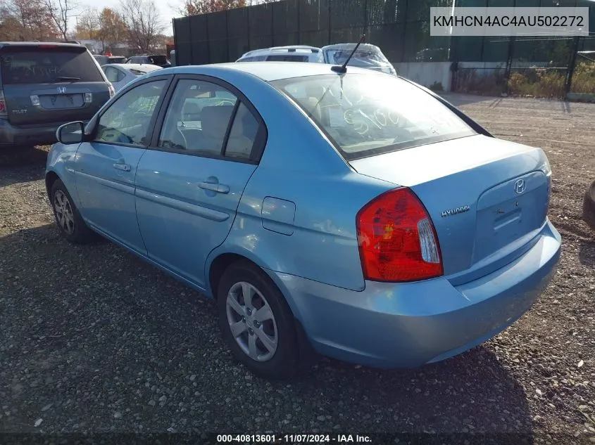 2010 Hyundai Accent Gls VIN: KMHCN4AC4AU502272 Lot: 40813601