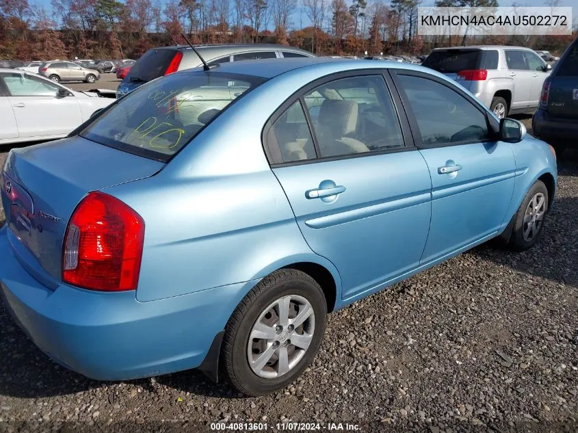 2010 Hyundai Accent Gls VIN: KMHCN4AC4AU502272 Lot: 40813601