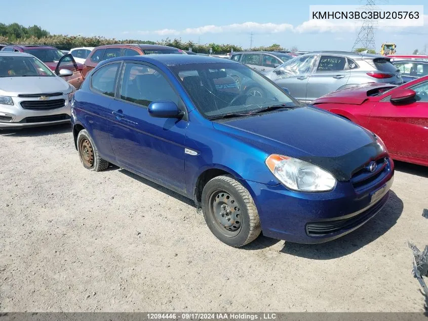 2011 Hyundai Accent Se VIN: KMHCN3BC3BU205763 Lot: 12094446