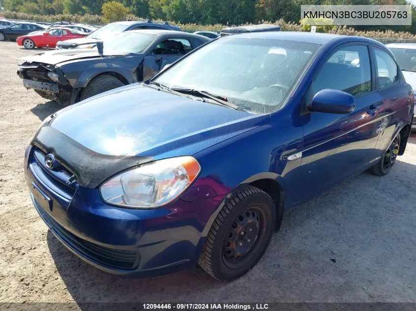 2011 Hyundai Accent Se VIN: KMHCN3BC3BU205763 Lot: 12094446