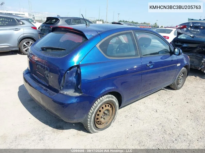 KMHCN3BC3BU205763 2011 Hyundai Accent Se