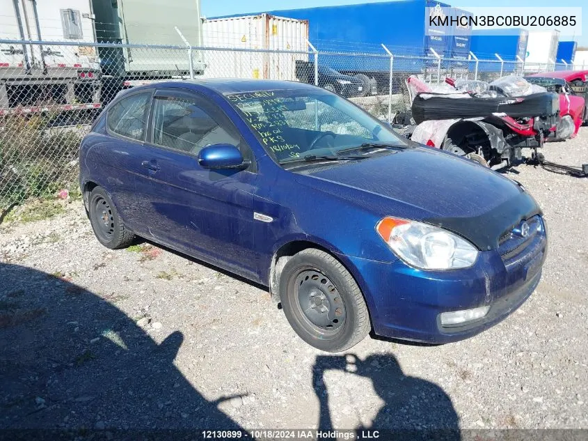 2011 Hyundai Accent Gl Sport VIN: KMHCN3BC0BU206885 Lot: 12130899