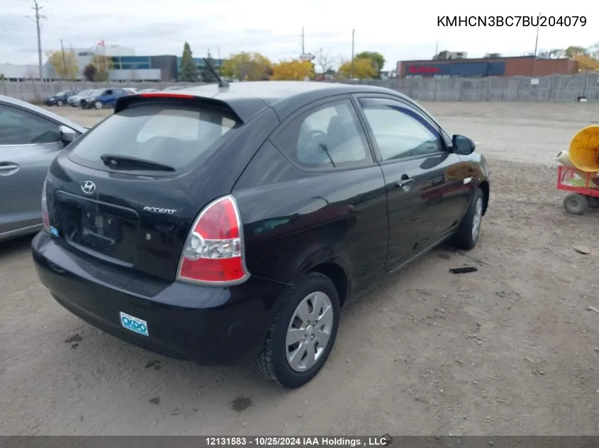 2011 Hyundai Accent Se VIN: KMHCN3BC7BU204079 Lot: 12131583