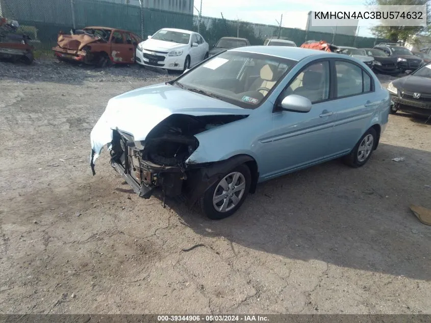 2011 Hyundai Accent Gls VIN: KMHCN4AC3BU574632 Lot: 39344906