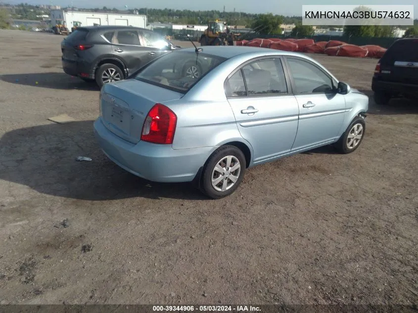 2011 Hyundai Accent Gls VIN: KMHCN4AC3BU574632 Lot: 39344906